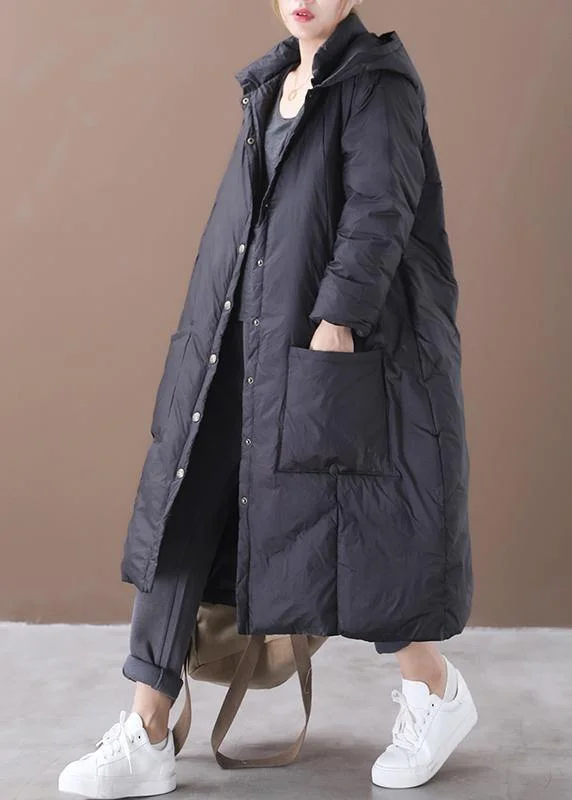 All-Day Wear Casual plus size winter jacket overcoat black hooded Button Down warm winter coat