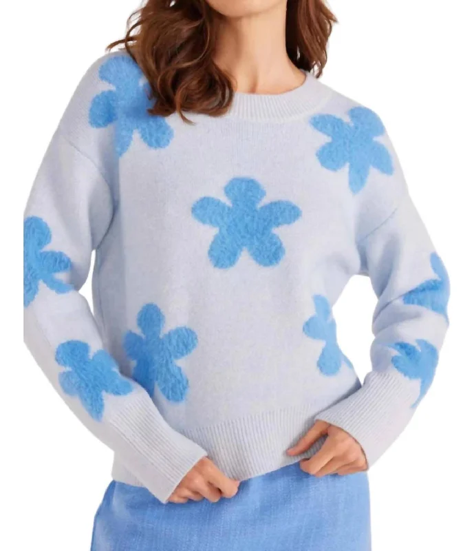 Modern Comfort Daisy Fluffy Sweater In Light Blue