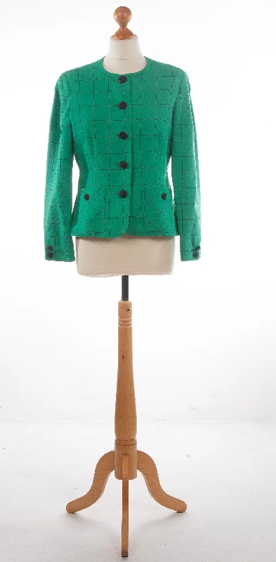 Breezy Comfort Caroline Charles Jacket Emerald Green Check Wool UK 12