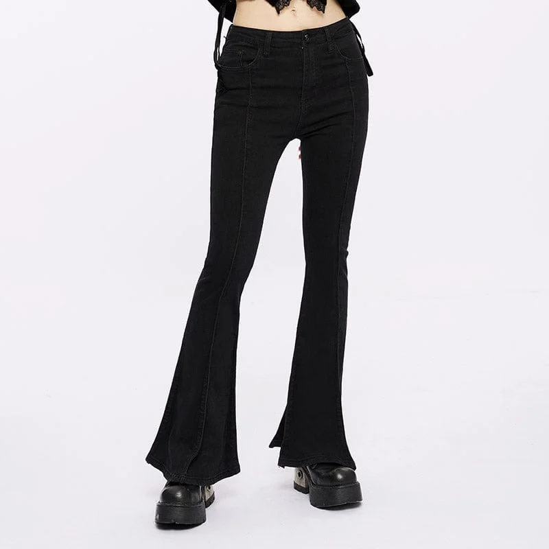 Simple Chic Women's Punk Slim Fitted Flared Jeans