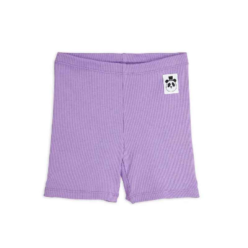 Chic Comfort Solid Rib Bike Shorts in Purple by Mini Rodini