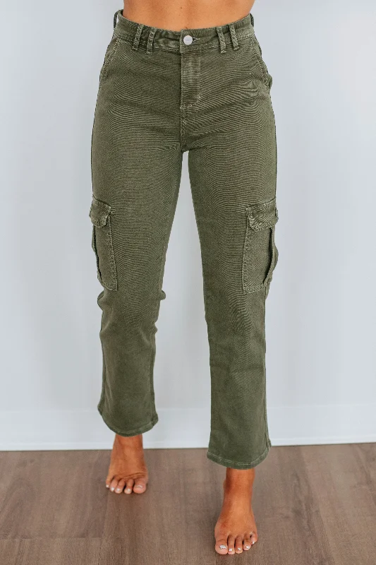 Trendy Comfort Hadley Risen Cargo Jeans - Moss