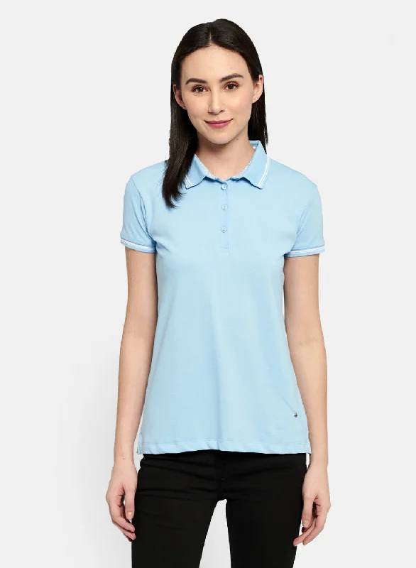 Soft Comfort Womens Blue Plain T-Shirt