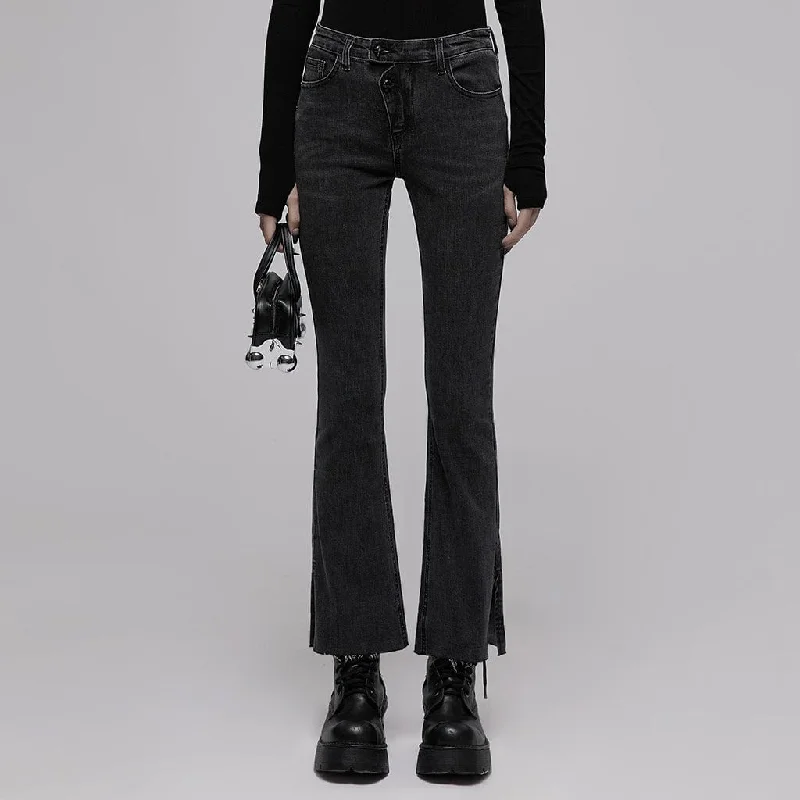 Timeless Comfort Women's Punk Side Slit Flared Jeans