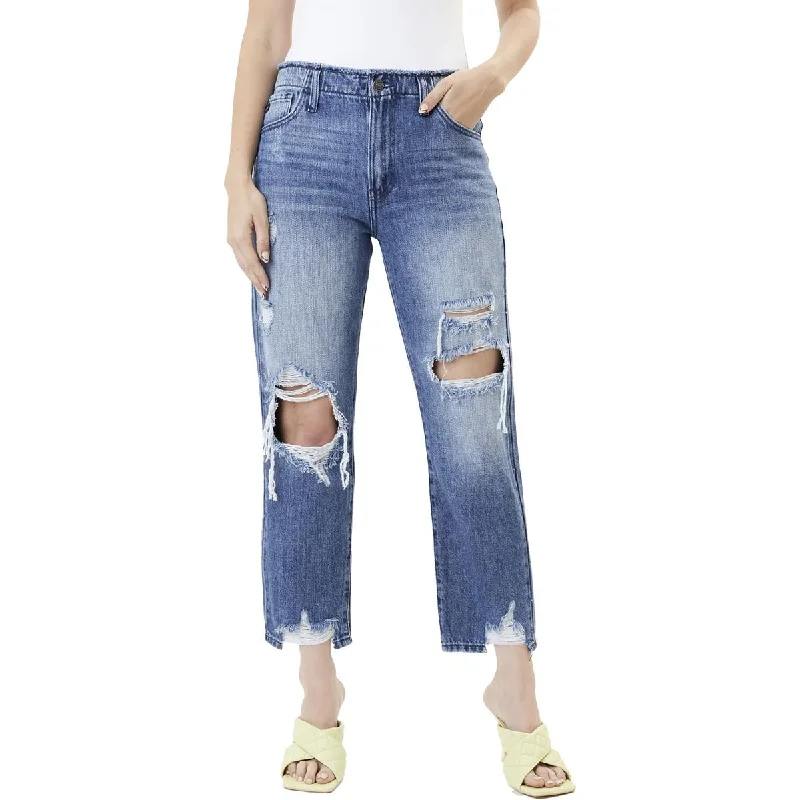 Chic Outfits KanCan Womens Distressed Denim Straight Leg Jeans