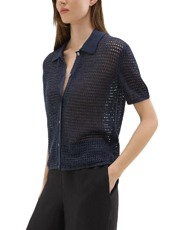 Relaxed Wear Theory Mesh Linen-Blend Shirt