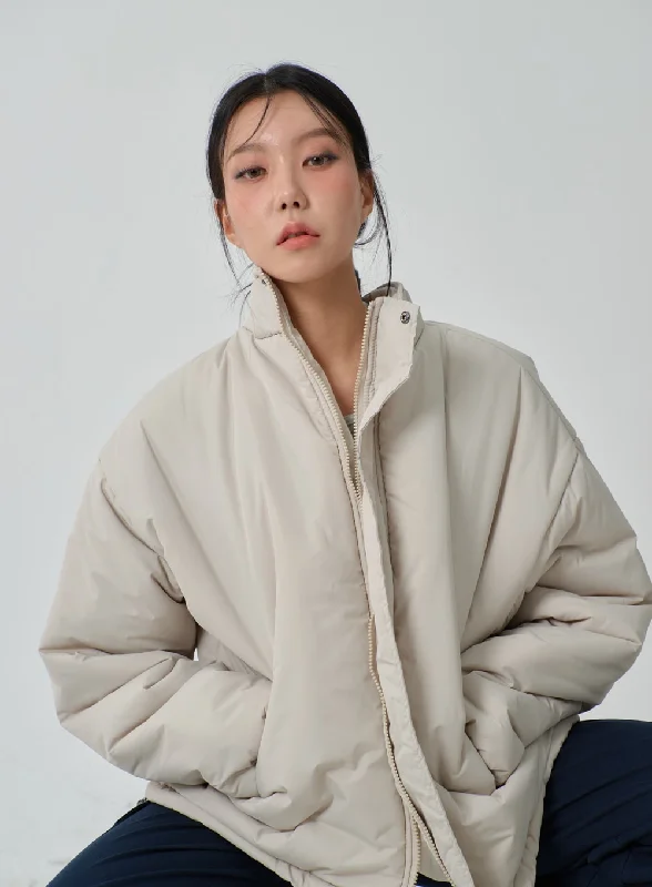 Basic Comfort Oversized Zip-Up Puffer Jacket IJ320