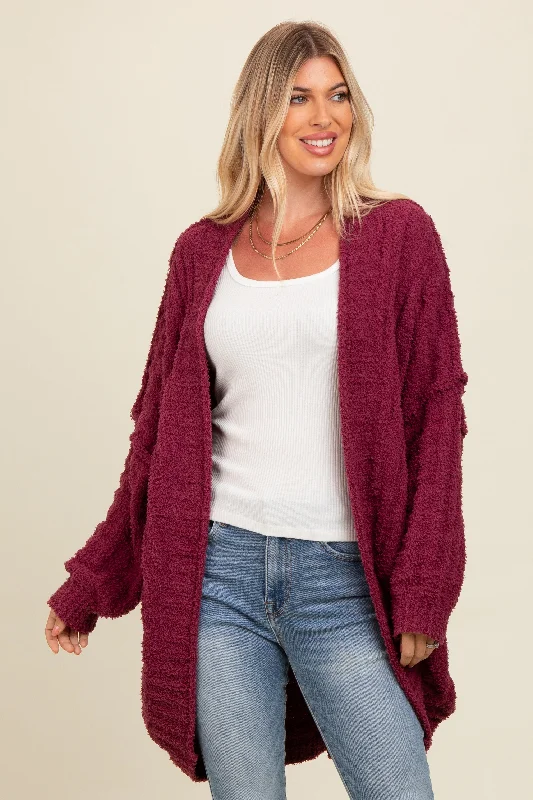 Soft Clothing Burgundy Chunky Knit Dolman Cardigan