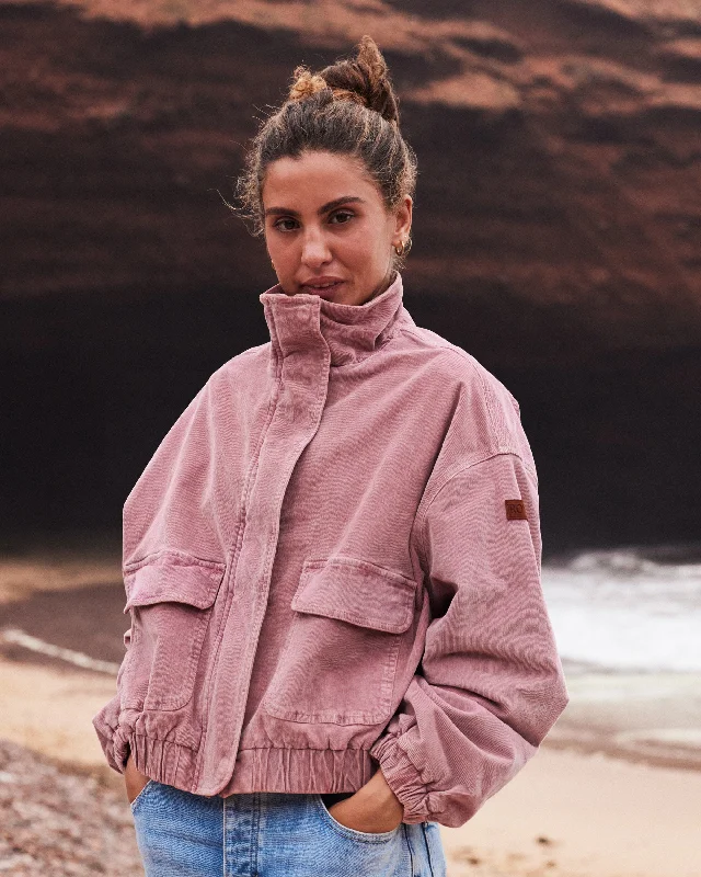 Chic Outfits Slow Song Oversized Corduroy Jacket - Mauve Orchid