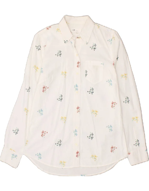 Relaxed Dresses GAP Womens Shirt UK 6 XS White Floral Cotton