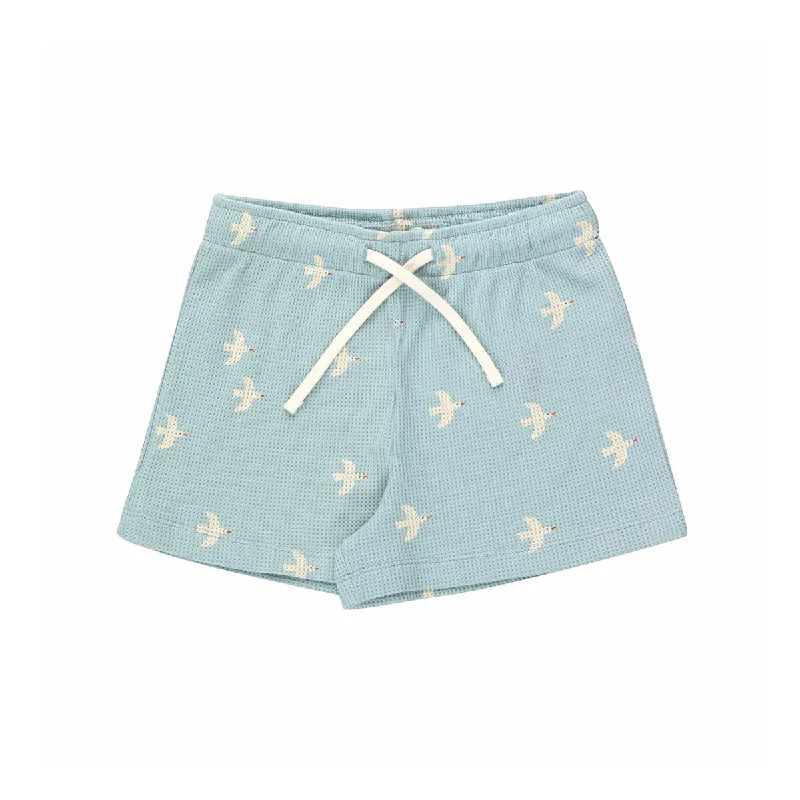 Cozy Outfit Bird Shorts in Cadet Blue / Cream by Tinycottons - Last One In Stock - 6 Years