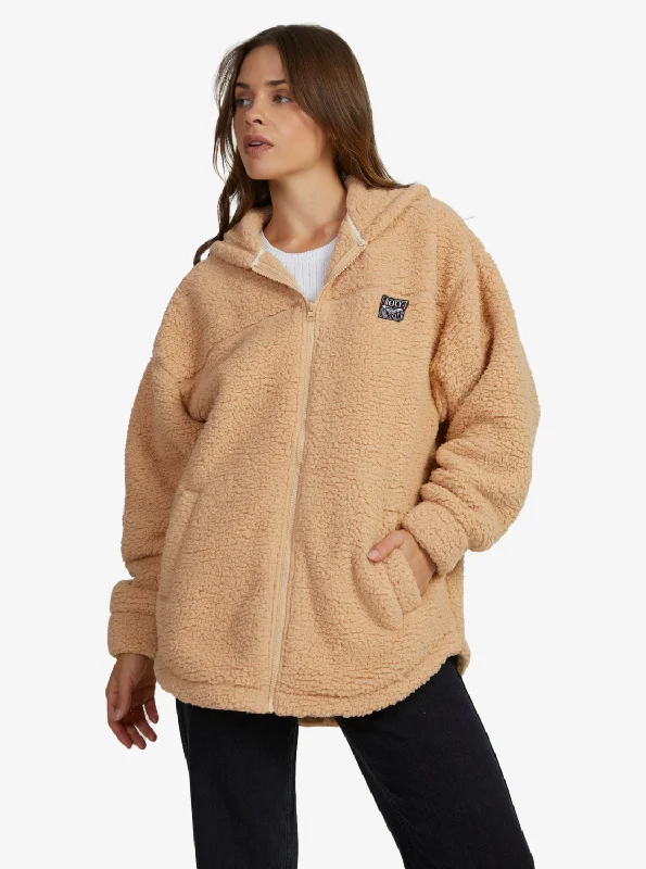 Cozy Vibes Weekend Plans Polar Zip-Up Fleece - Hazelnut