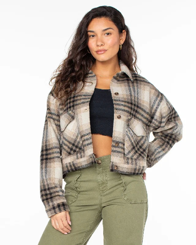 Versatile Style Township Plaid Jacket - Warm Taupe