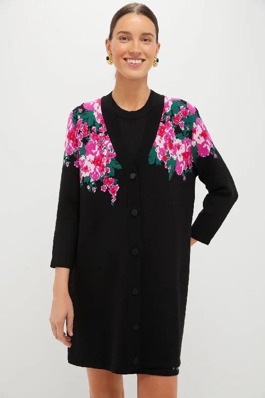 Warm Wear Climbing Roses Knit Jacquard Liv Cardigan