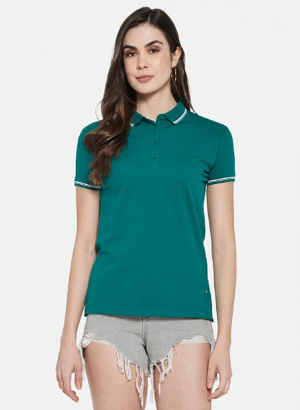 Relaxed Fit Wear Womens Blue Plain T-Shirt