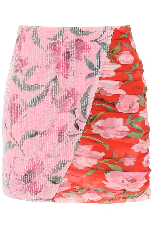 Simple Elegance Rotate Women's Floral Print And Sequin Mini Skirt