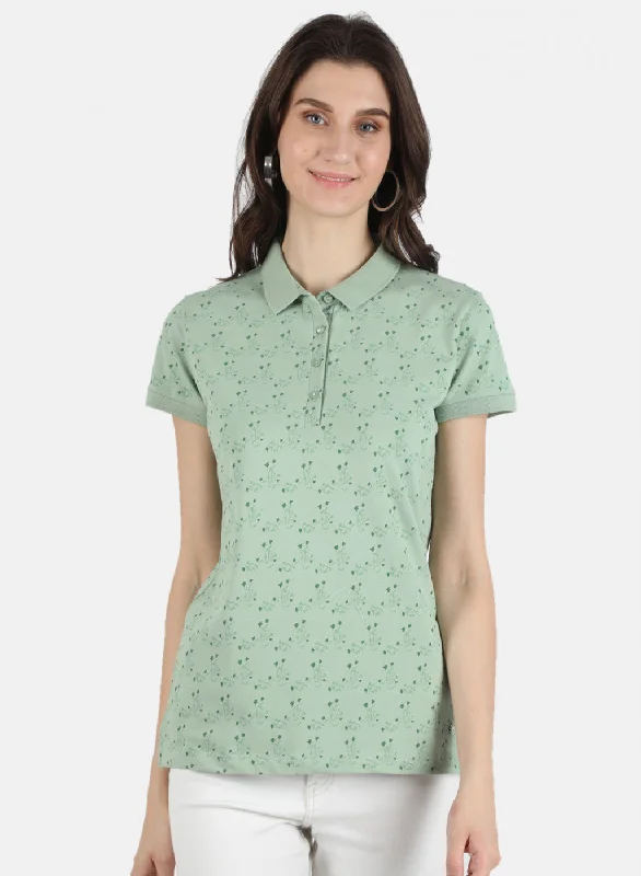 Casual Chic Wear Women Green Printed T-Shirt