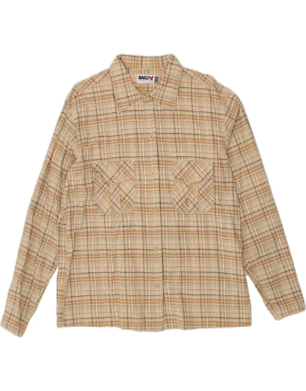 Easy Style BAILO Womens Shirt IT 52 2XL Beige Check Cotton