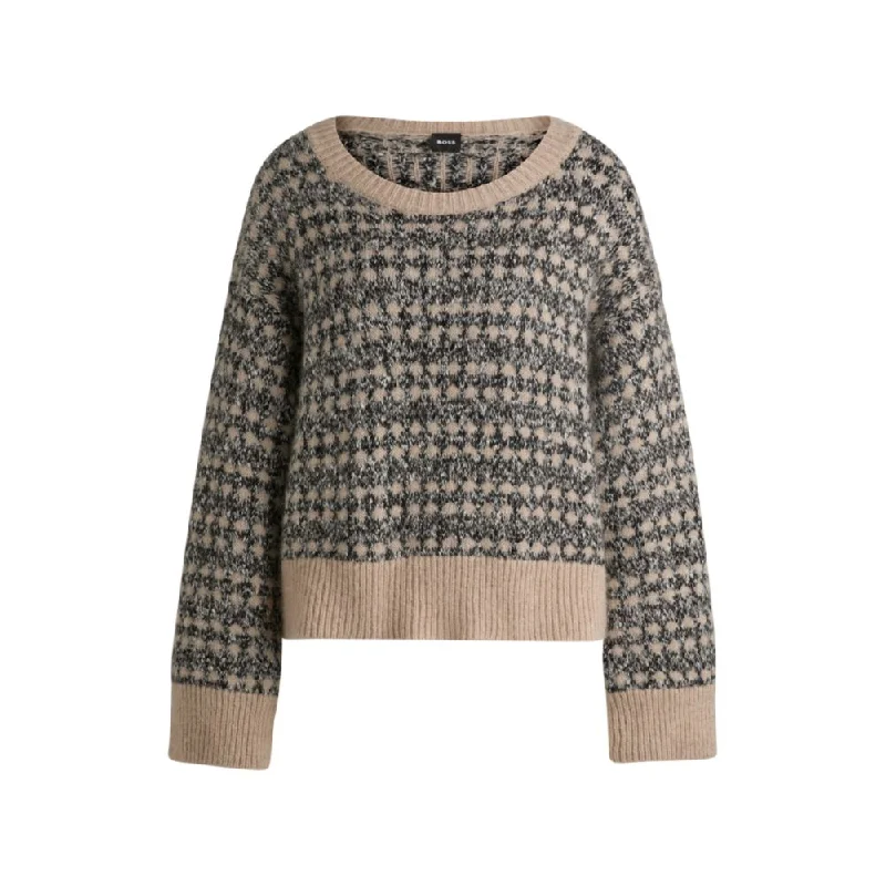 Comfortable Jeans Jacquard-knit sweater with three-colored yarn