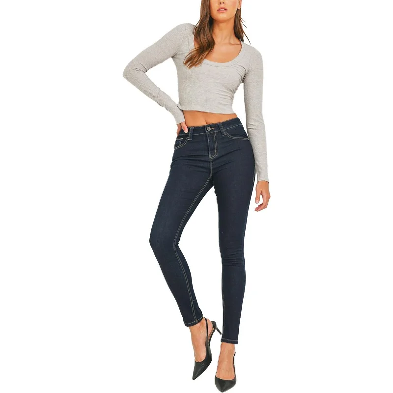 All-Day Wear Rubberband Jeans Womens Heart-York Stretch Denim Skinny Jeans