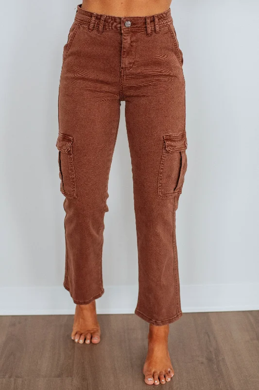 Luxe Comfort Hadley Risen Cargo Jeans - Espresso