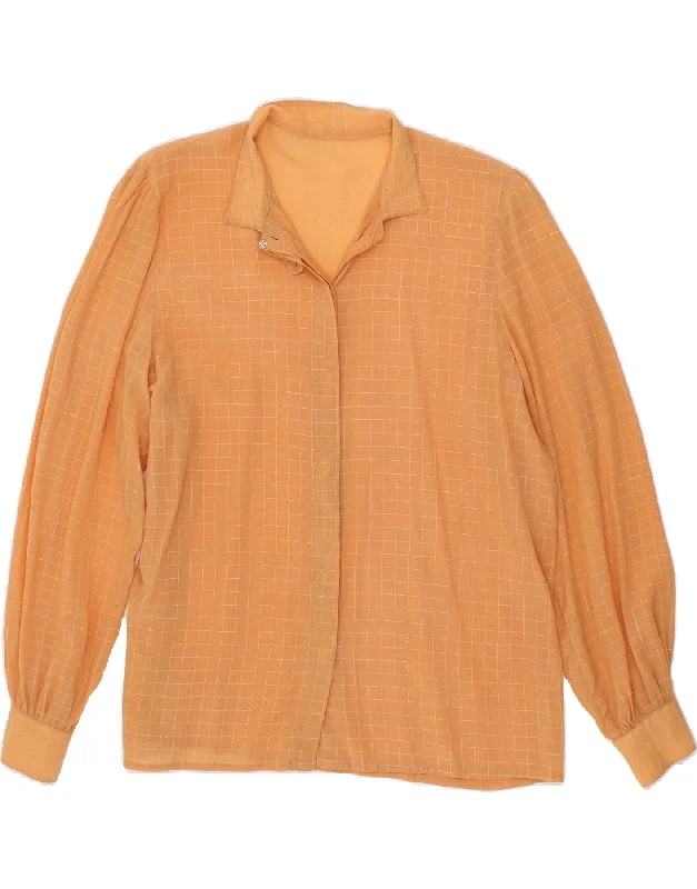 Versatile Outfits VINTAGE Womens Shirt Blouse UK 14 Medium Orange Check