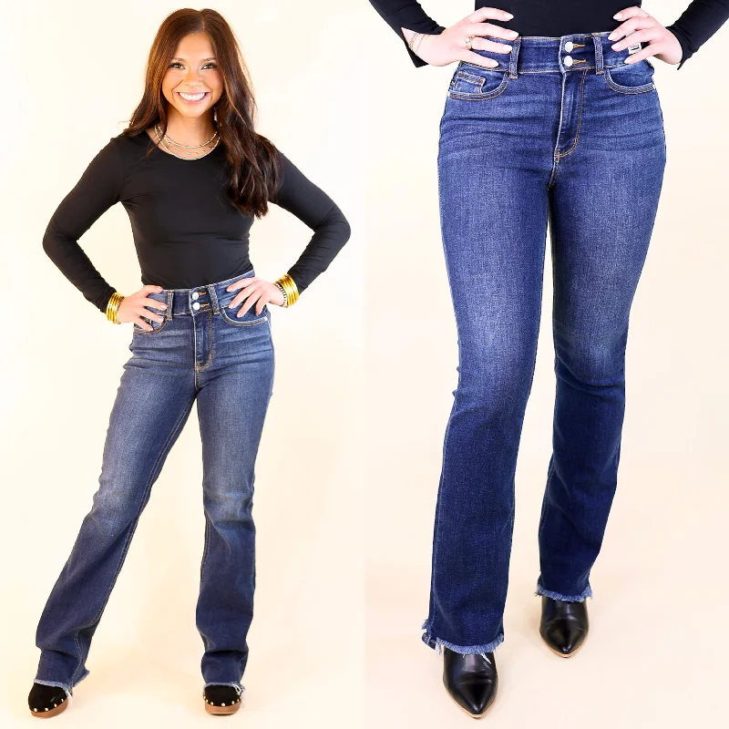 Soft Knitwear Judy Blue | A New Me Double Button Bootcut Jeans in Dark Wash