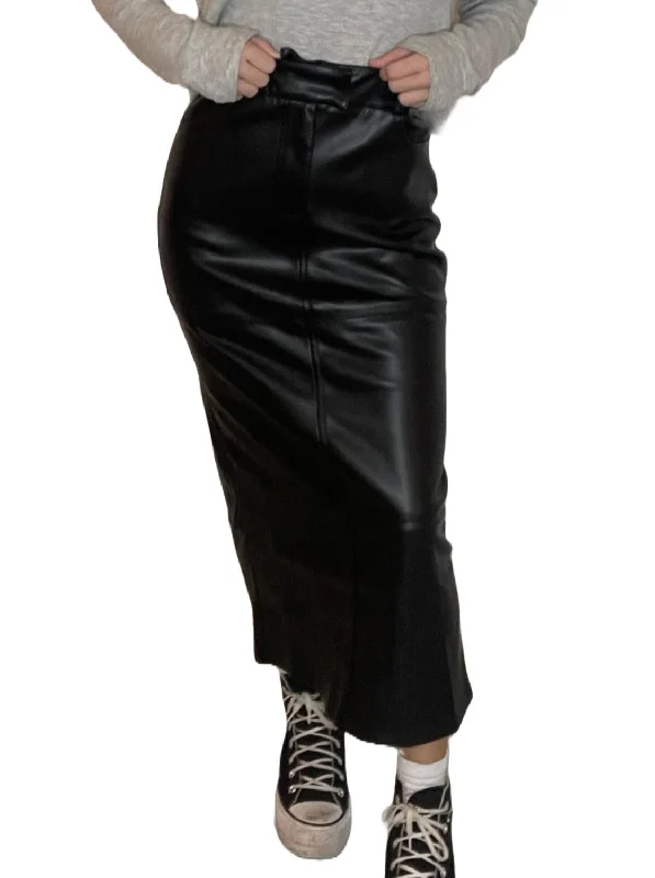 Trendy Dresses Kerrigan Maxi Faux Leather Skirt In Black