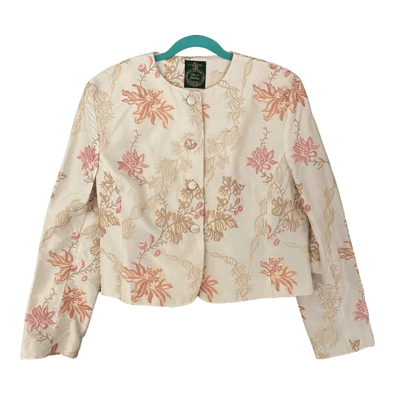 Versatile Outfits Pakeman Catto & Carter Cream and Pink Floral Silk Embroidered Bolero Jacket UK size 14