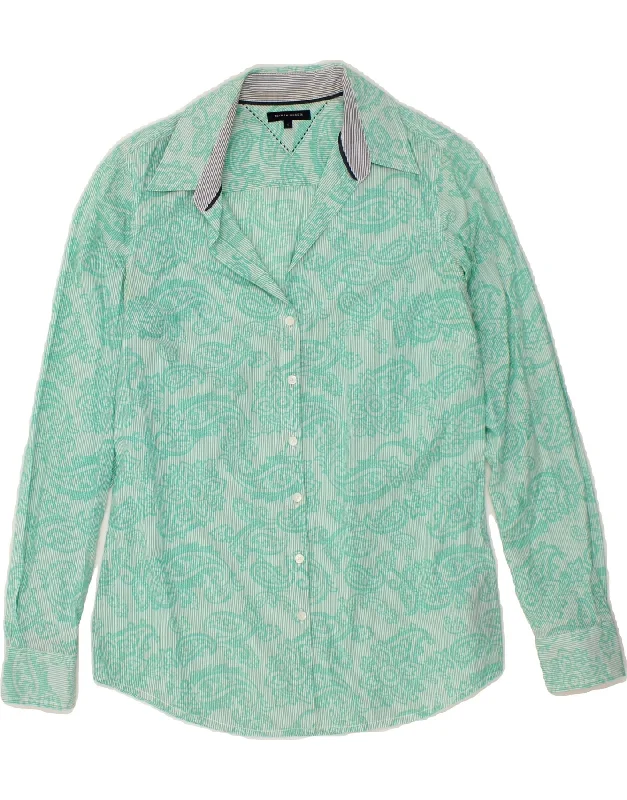 Comfy Chic TOMMY HILFIGER Womens Shirt US 8 Medium Green Paisley Cotton