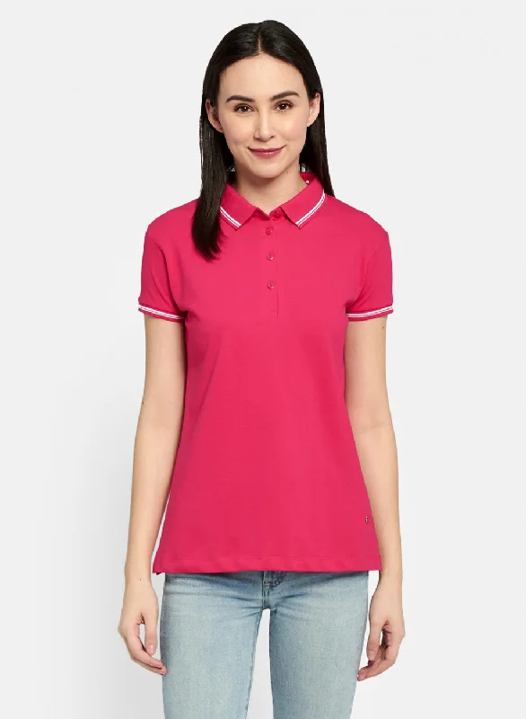 Trendy Looks Womens Pink Plain T-Shirt