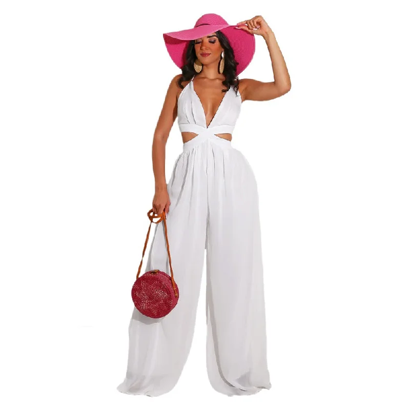 Luxe Comfort Sexy Chiffon Backless Women Jumpsuits