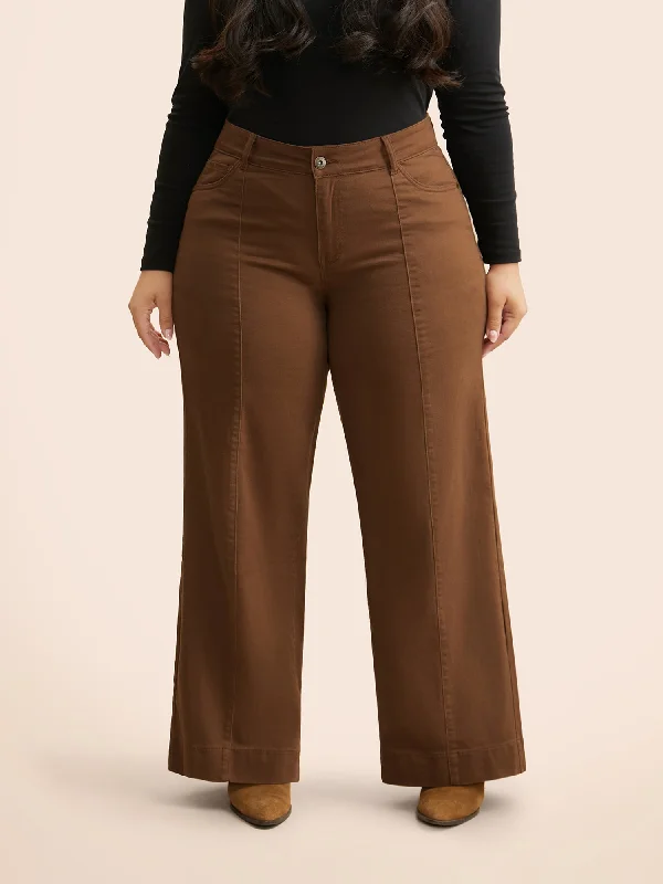 Effortless Dressing Color Wash Seam Detail Wide Leg Jeans