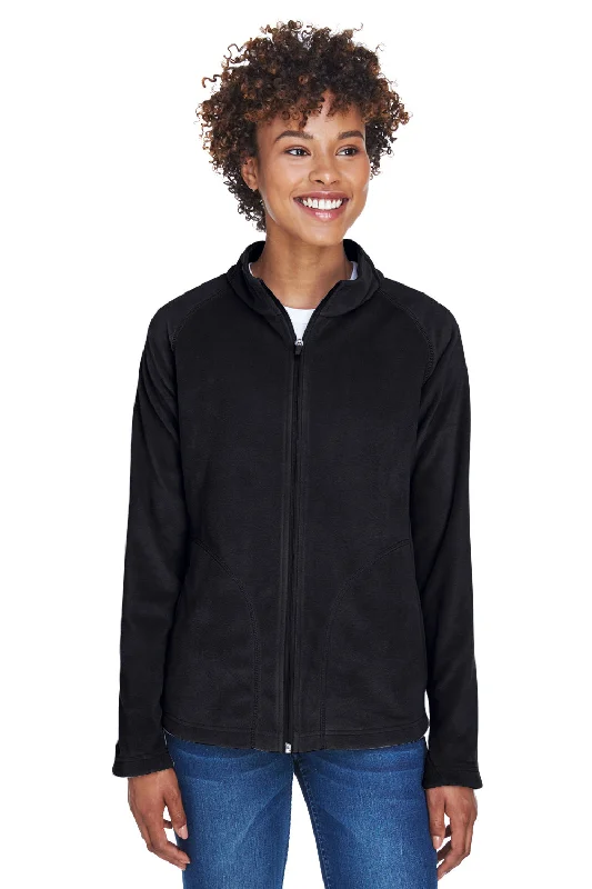 Weekend Wear Team 365 Womens Campus Pill Resistant Microfleece Full Zip Jacket - Black