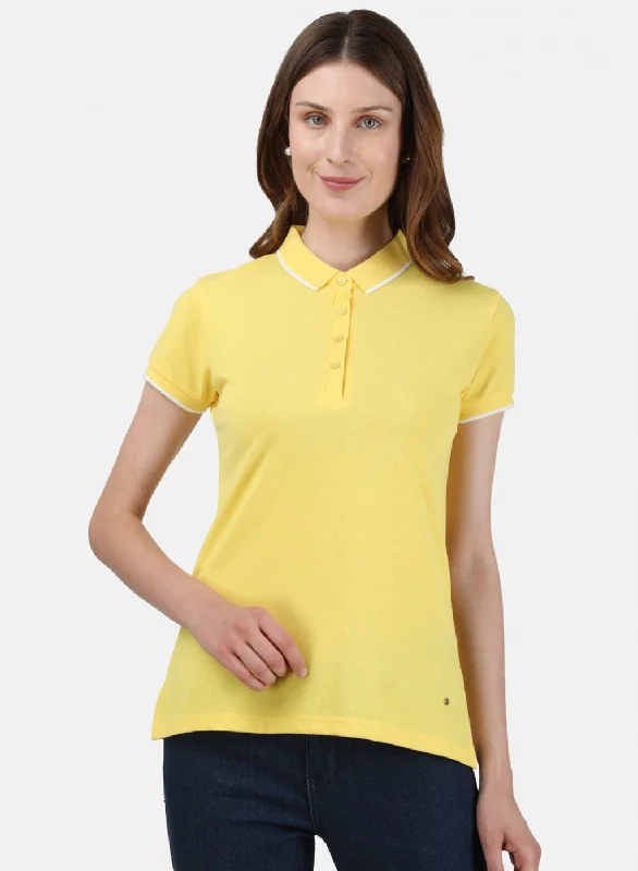 Comfortable Looks Womens Yellow Plain T-Shirt