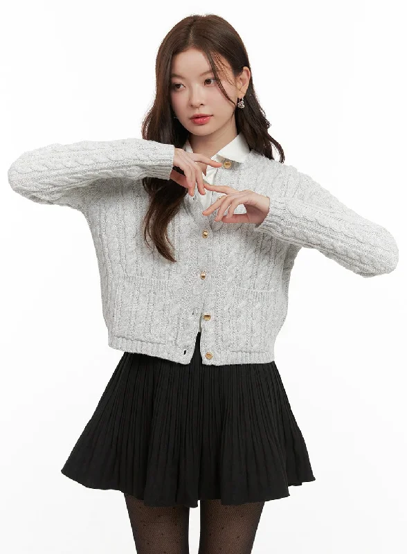 Easygoing Fashion Cozy Cable Knit Buttoned Cardigan OD403