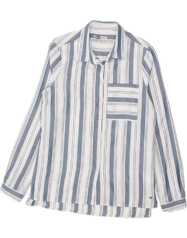 Simple Comfort LEE Womens Shirt UK 14 Medium Blue Striped Viscose