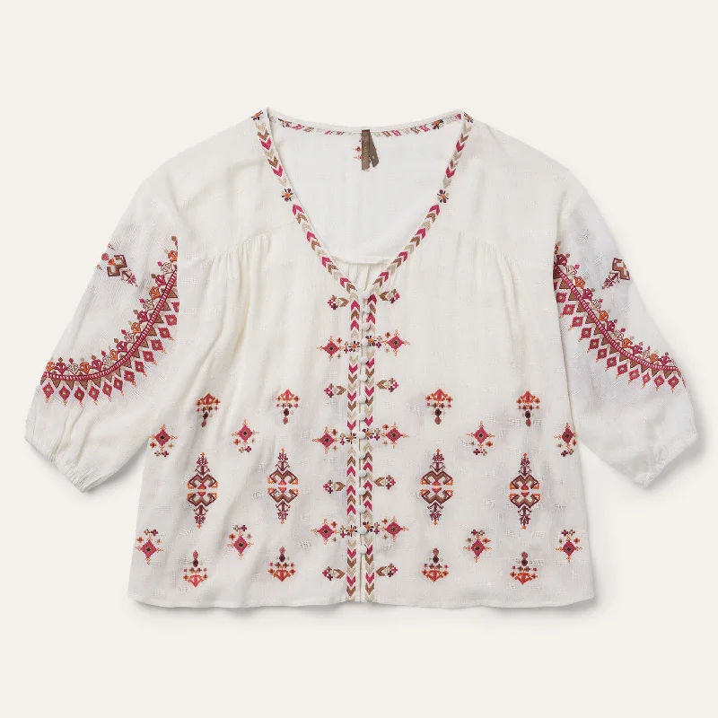 Comfy Chic Dobby Peasant Blouse