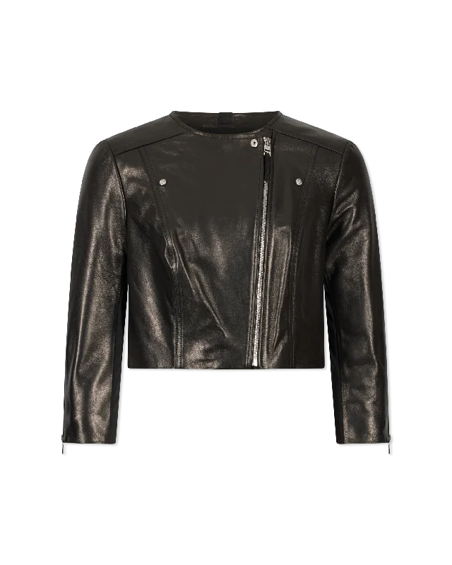 Layered Style Winni Cropped Leather Jacket