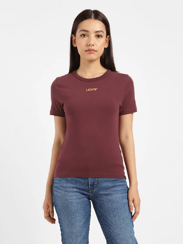 Versatile Casuals Women's Brand Logo Slim Fit T-shirt