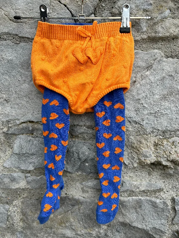 Light Comfort Knitted orange bloomers & tights  12m (80cm)