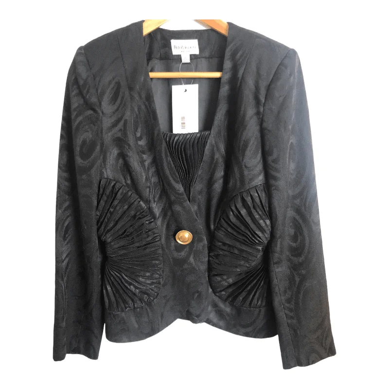 Elegant Wear Raul Blanco New York Vintage Silk Wool 80s Evening Jacket Black Swirl Pattern UK12