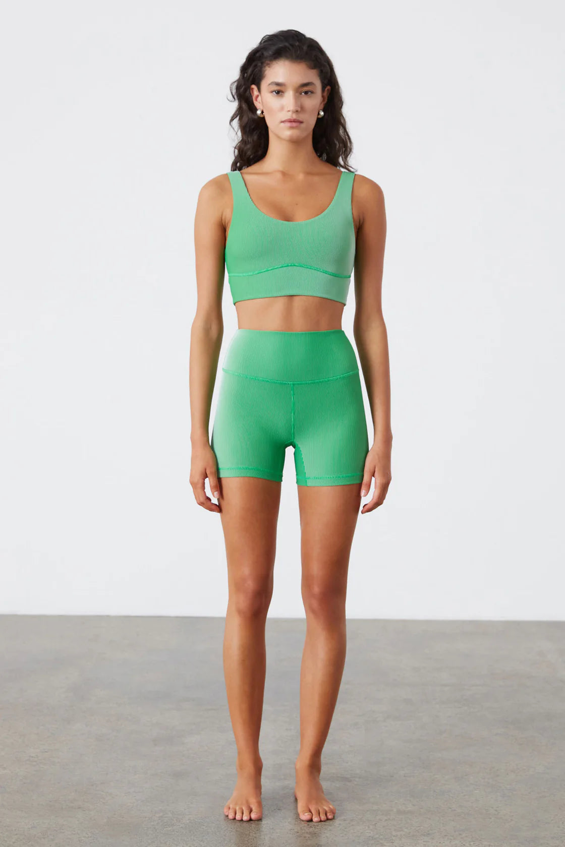 Trendy Wear Parrot Green Stripe Rib Short