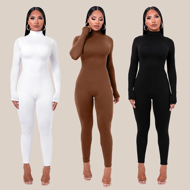 Trendy Looks Fall Solid Long Sleeves yoga Rompers Women Ladies jogging wear new style One Piece stretch bodycon Jumpsuit