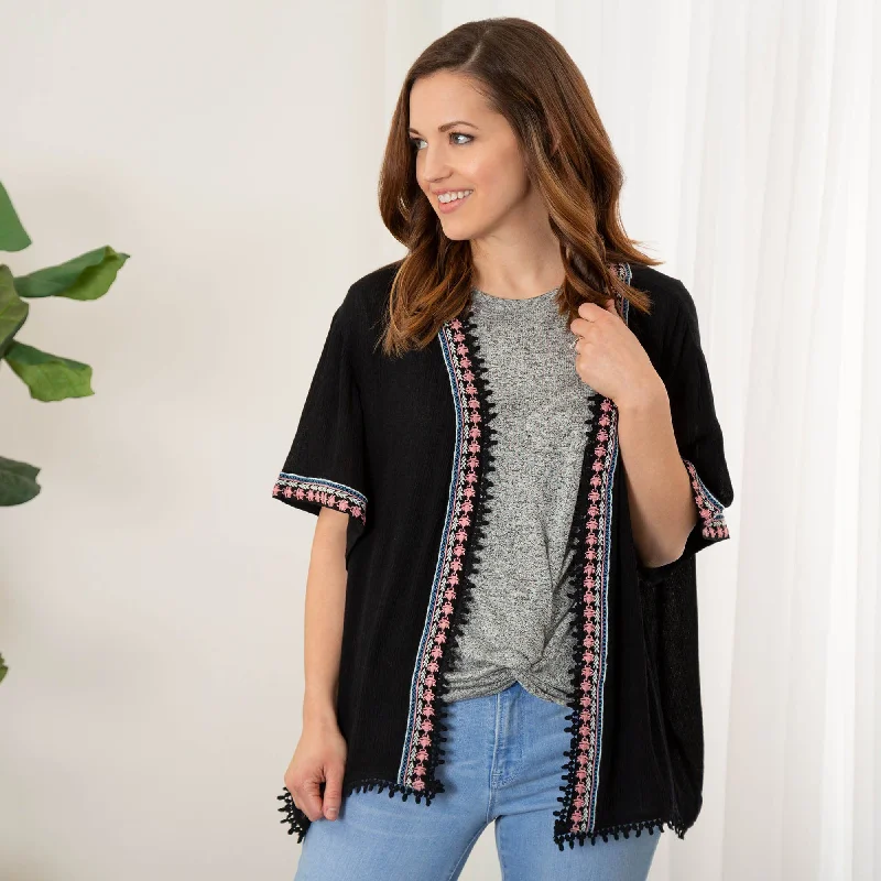 Comfortable Tops Midnight Muse Open-Front Cardigan