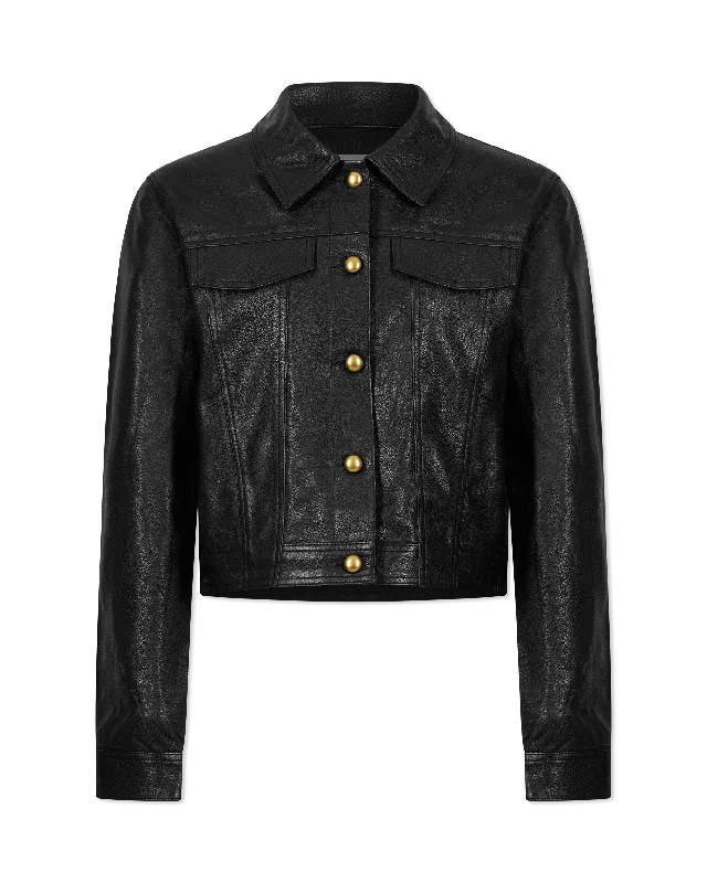 Breezy Style Vika Cropped Leather Jacket