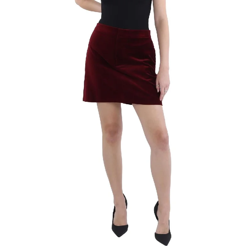 Sporty Elegance Womens Velvet Mini Mini Skirt