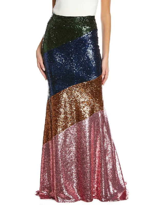 Easy-to-Wear Carolina Herrera Floor Length Seamed Sequin Skirt