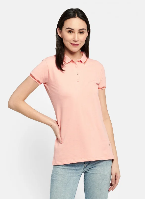 Easygoing Fashion Womens Peach Plain T-Shirt