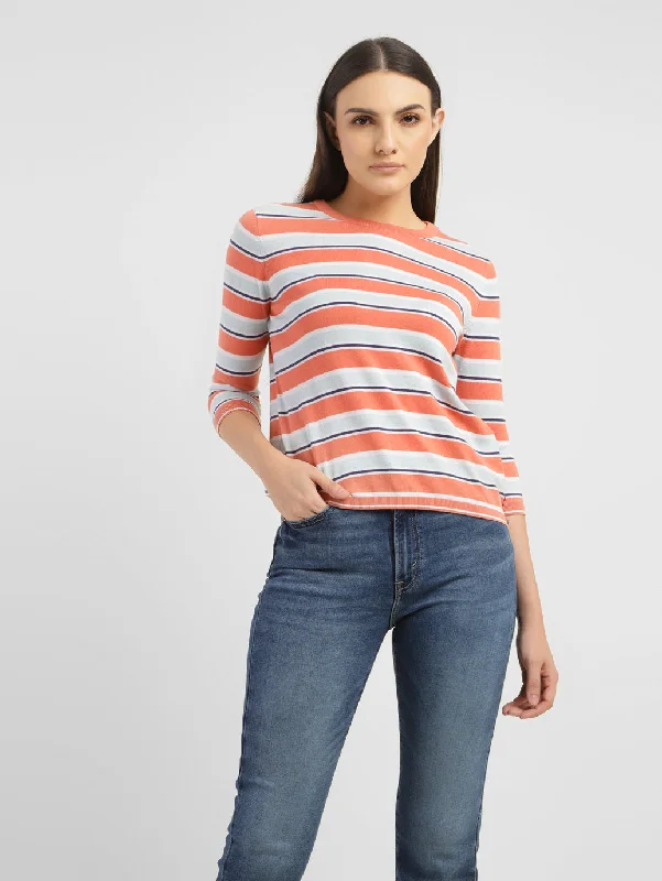 Relaxed Fashion Women's Striped Crew Neck T-shirt